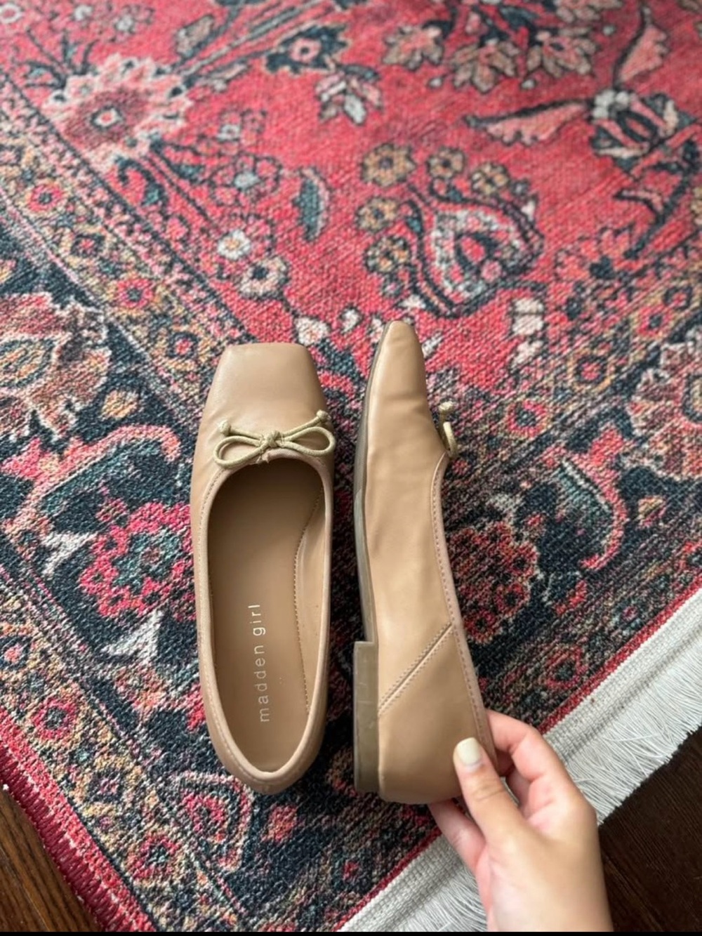 Madden Girl Nude Square-Toe Ballet Flats with Bow